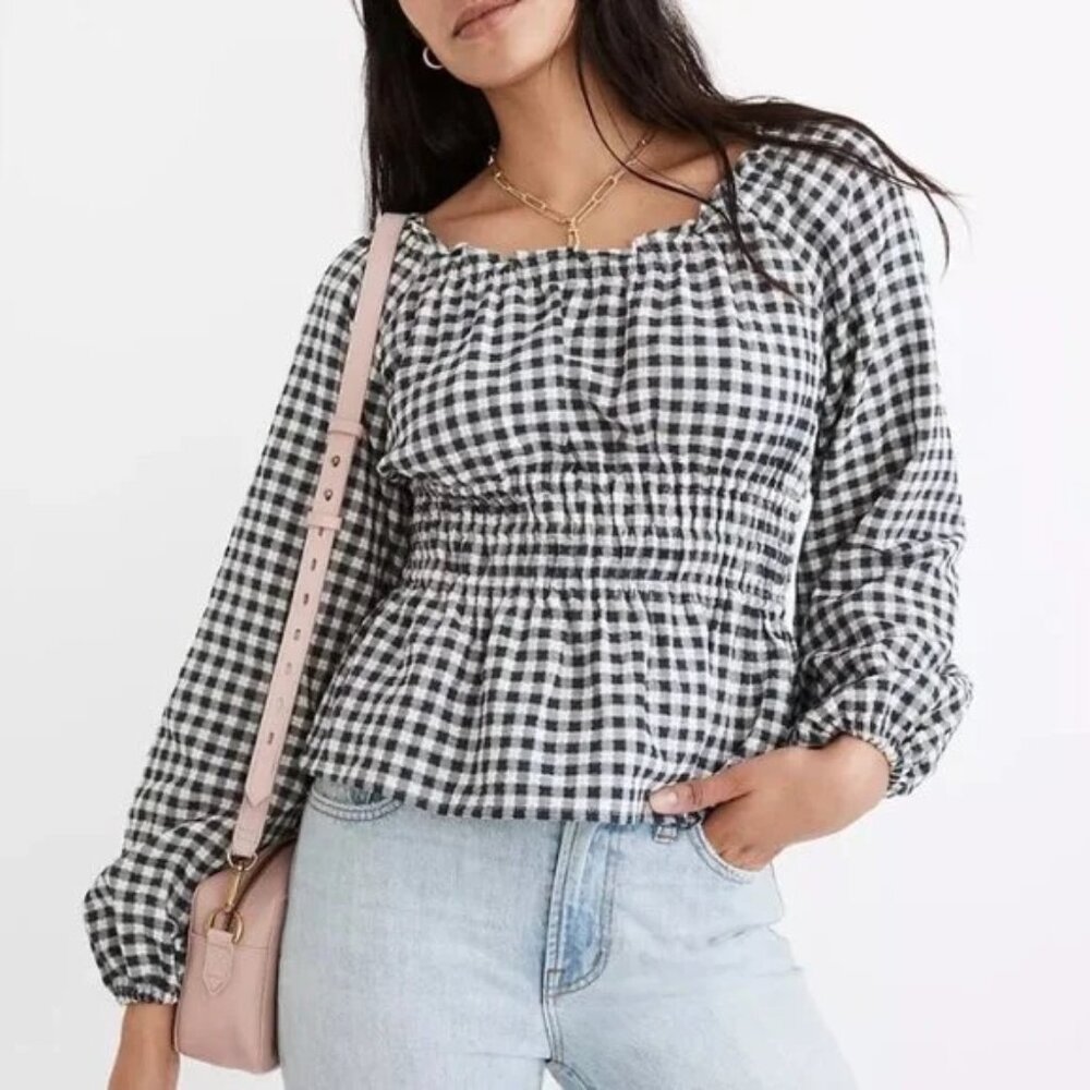madewell sophia top in textured windowpane 🤍 xl
